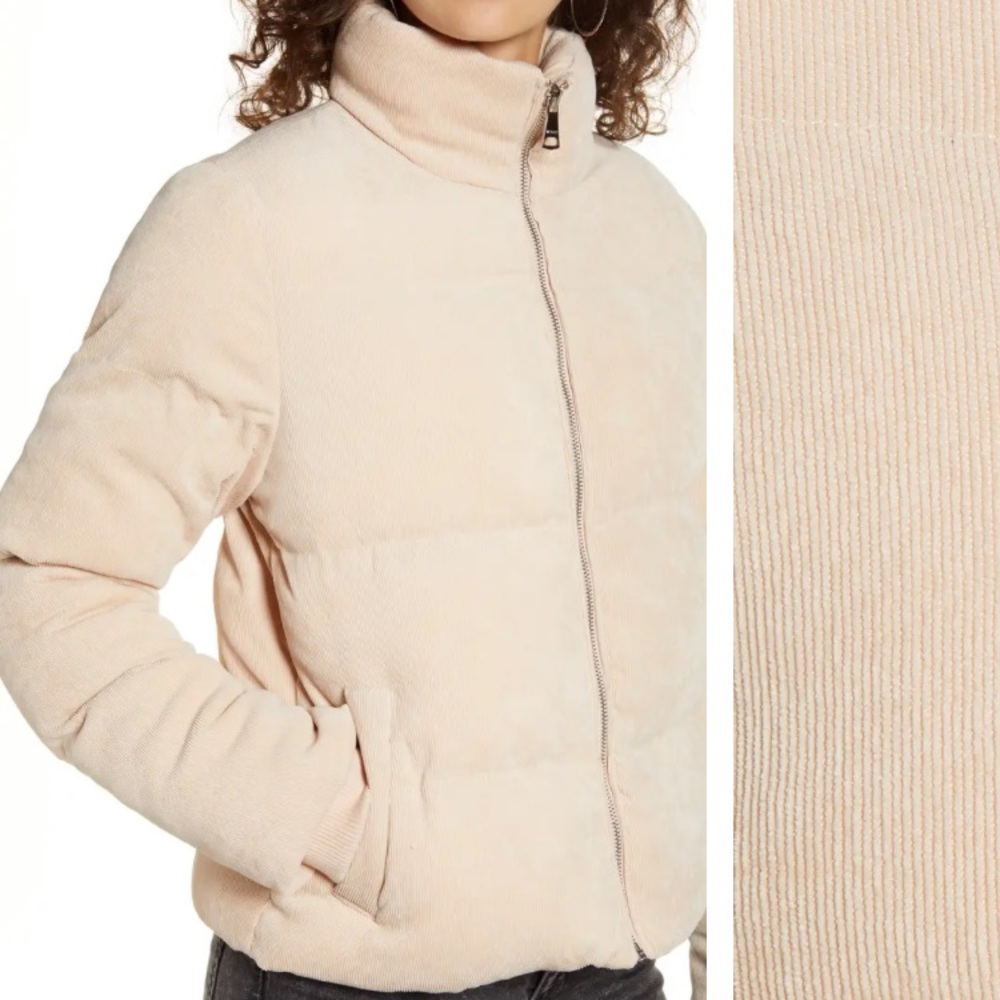 Corduroy Puffer Jacket (color: burgundy)